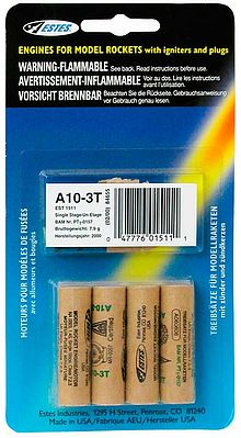 A10-3T Model Rocket Engines (4) -- Mini Rocket Motor -- #1511