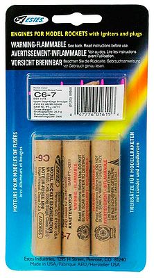 C6-7 Model Rocket Engines (3) -- Standard Rocket Motor -- #1615