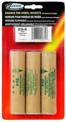 E9-6 Model Rocket Engines (3) -- 24mm Standard Rocket Motor -- #1674